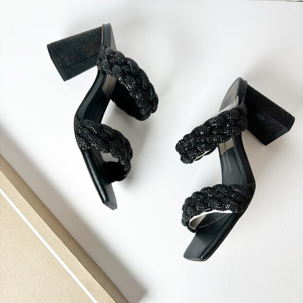 DOLCE VITA PAILY HEEL BLACK RHINESTONE WOMEN SHOES SIZE 6 BRAND NEW WITH…